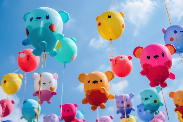 Eine wunderbare Parade von Tieren, die auf Ballons durch den Himmel schwimmen