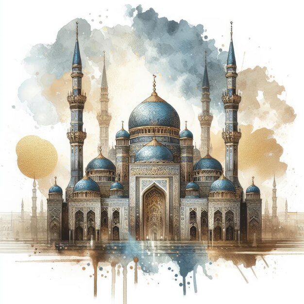 Eine wunderschön illustrierte Moschee mit komplizierten Entwürfen und Details