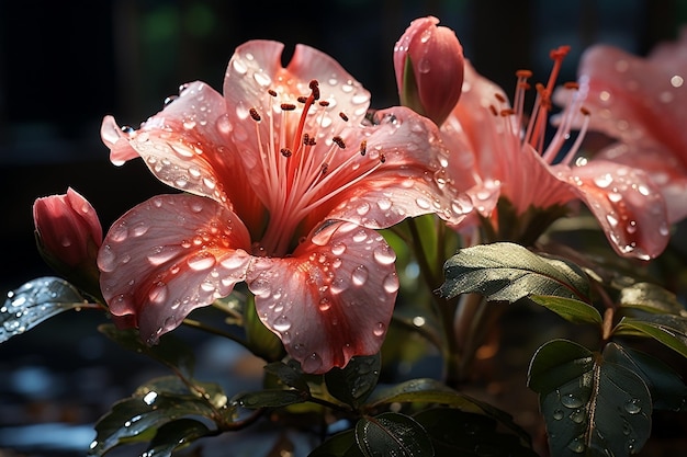 Eine wunderschöne Blume im Regen