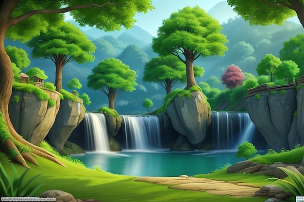 Eine wunderschöne Cartoon-Naturlandschaft