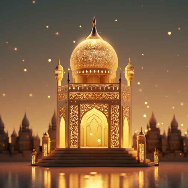 eine wunderschöne glühende Moschee ansehen generative KI