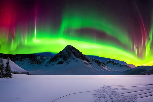 Eine wunderschöne grüne und rote Aurora