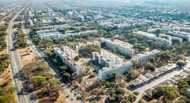 Eine wunderschöne Panorama- und Drohnenluftaufnahme der brasilianischen Hauptstadt Brasilia