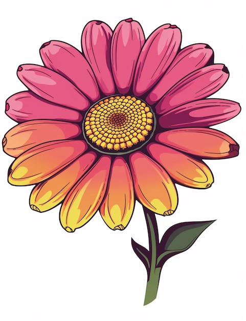 eine Zeichentrickblume mit gelber Mitte und rosa Blütenblättern