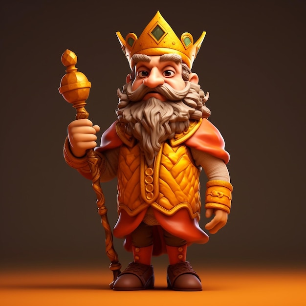 Eine Zeichentrickfigur eines Königs mit einer goldenen Krone auf dem Kopf.