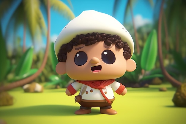 Eine Zeichentrickfigur mit einem Pilzhut und einem Hut mit der Aufschrift „Der kleine Prinz“