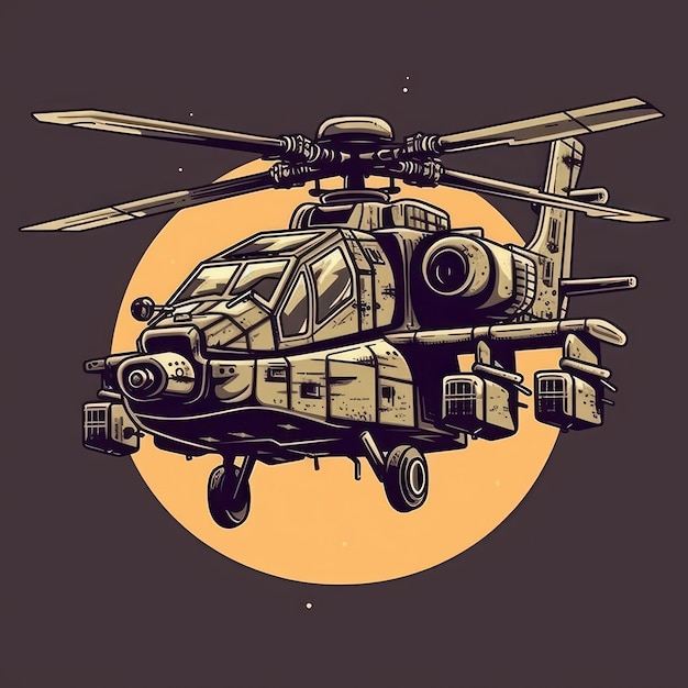 Foto eine zeichentrickfilmillustration eines kampfhelikopters