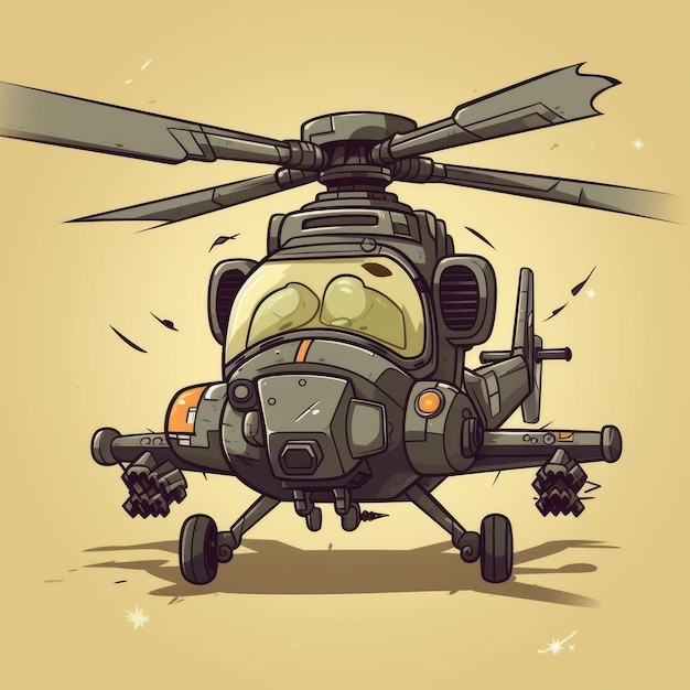 Foto eine zeichentrickfilmillustration eines kampfhelikopters