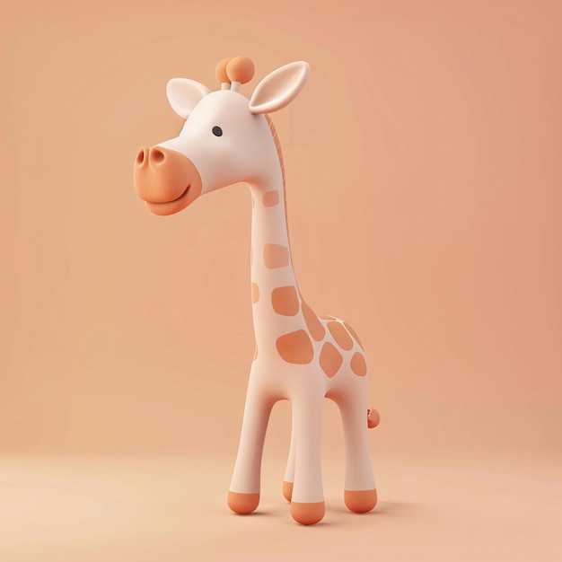 eine Zeichentrickgiraffe steht vor einem rosa Hintergrund. Schöne Giraffe 3D-Bild Welttag der Wildtiere