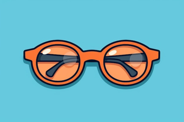 Eine Zeichentrickillustration einer orangefarbenen Brille mit der Sonnenbrille auf blauem Hintergrund.