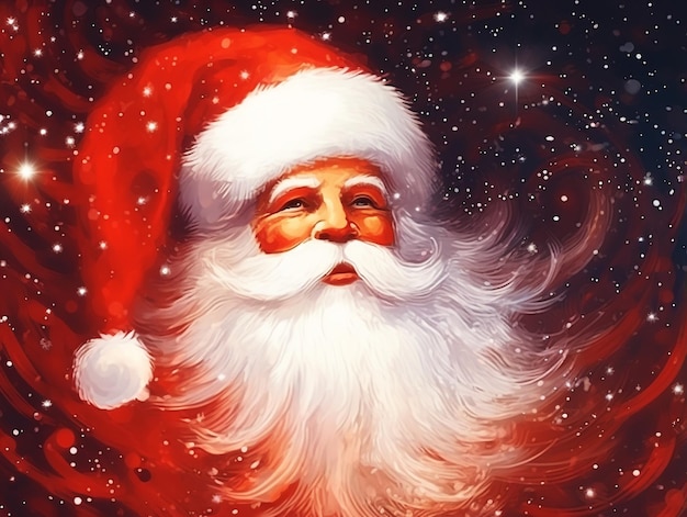 eine Zeichentrickillustration eines Weihnachtsmanns mit rotem Hut