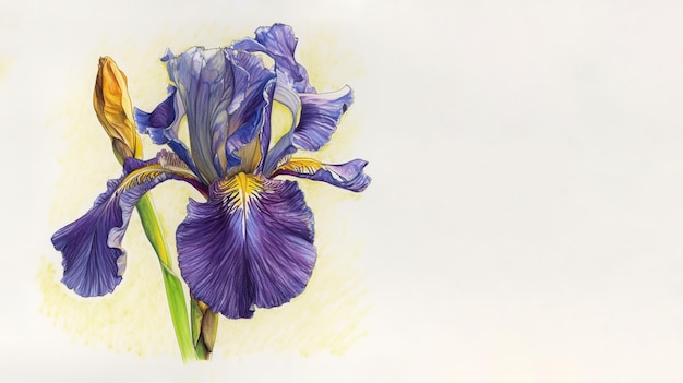 Eine Zeichnung einer blauen Iris mit gelber Mitte