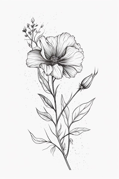 Eine Zeichnung einer Blume mit dem Wort Mohn darauf.