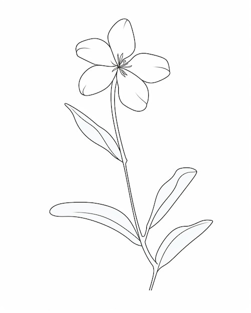 eine Zeichnung einer Blume mit einem Stamm und Blättern