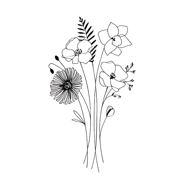eine Zeichnung einer Blume mit einer Blume darauf