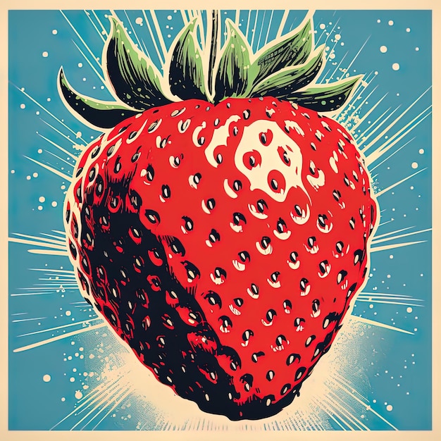 Foto eine zeichnung einer erdbeere mit einem weißen punkt an der spitze