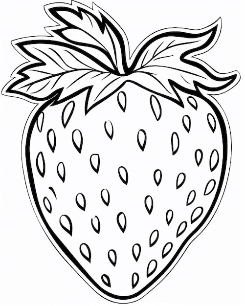 Foto eine zeichnung einer erdbeere mit einer zeichnung der erdbeere darauf