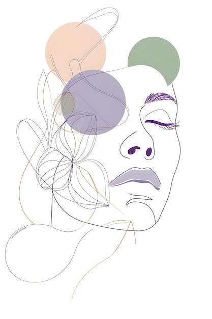 eine Zeichnung einer Frau mit einer Blume im Haar