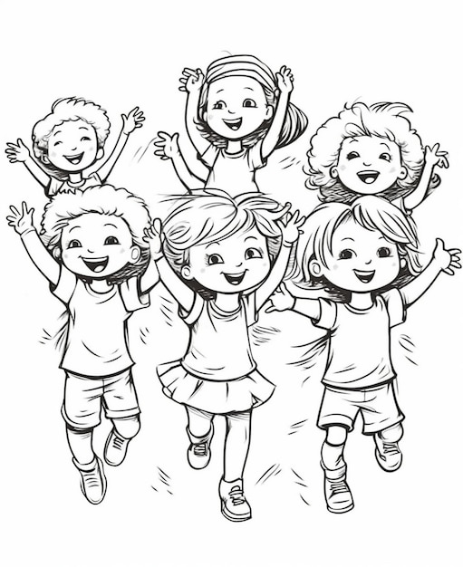 eine Zeichnung einer Gruppe von Kindern mit dem Wort „Kinder“ darauf.