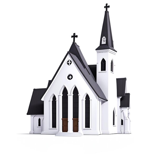 eine Zeichnung einer Kirche mit einem Kreuz an der Spitze