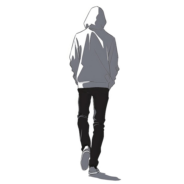 eine Zeichnung einer Person, die ein Hoodie und ein Hoodie trägt