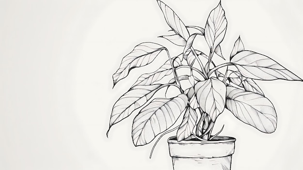 Foto eine zeichnung einer pflanze mit schwarz-weißem hintergrund
