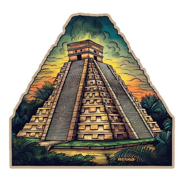 eine Zeichnung einer Pyramide mit dem Wort „Tempel“ darauf.