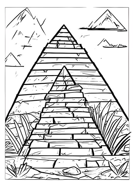 Foto eine zeichnung einer pyramide mit einer pyramide in der mitte