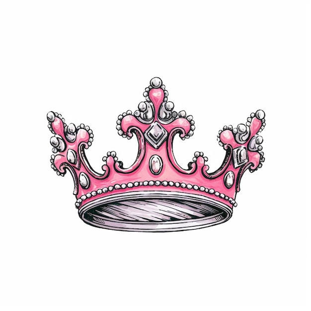 Eine Zeichnung einer rosa Krone mit Perlen darauf generative ai