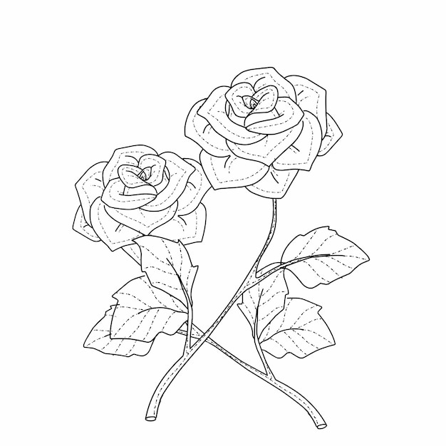 eine Zeichnung einer Rose mit einem Band, auf dem steht Rose