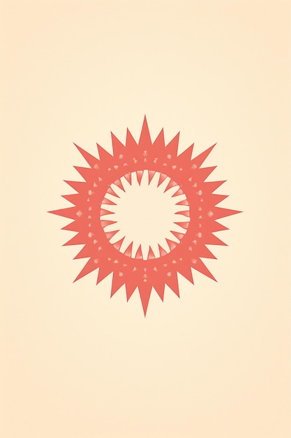 eine Zeichnung einer Sonne mit einem roten Kreis in der Mitte.