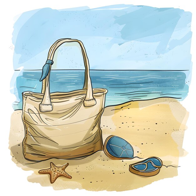 eine Zeichnung einer Strandtasche