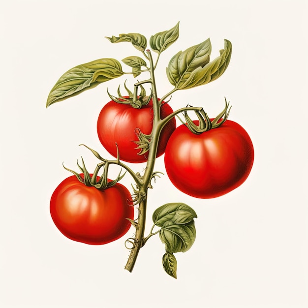 Eine Zeichnung einer Tomatenpflanze mit einem Blatt, auf dem "Tomaten" steht