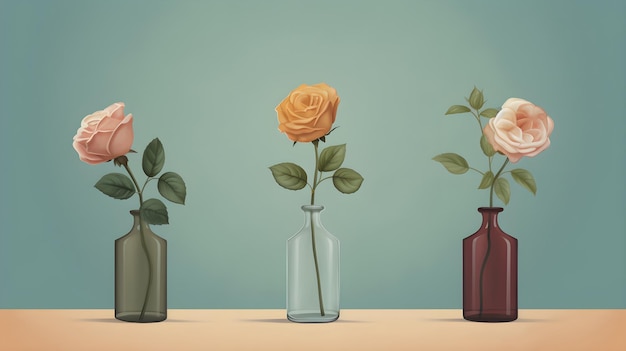 Eine Zeichnung einer Vase mit einer Rose darauf.