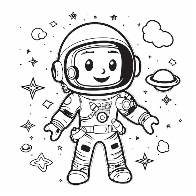 eine Zeichnung eines Astronauten mit einem Raumanzug