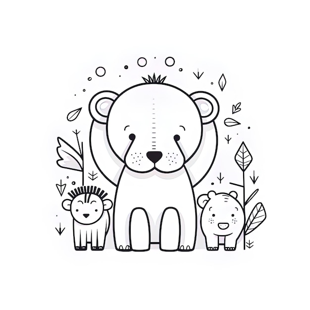eine Zeichnung eines Bären und zweier anderer Tiere mit Flügeln und eines Bären mit einem Schmetterling auf der Rückseite