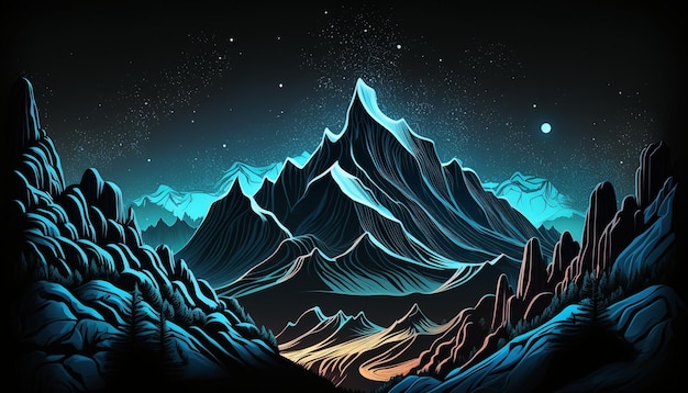Eine Zeichnung eines Berges