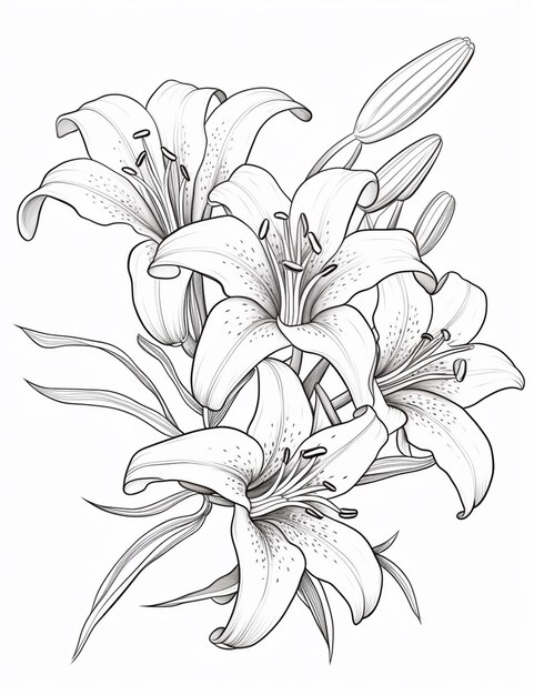 eine Zeichnung eines Blumenstammes mit Blättern auf einem weißen Hintergrund