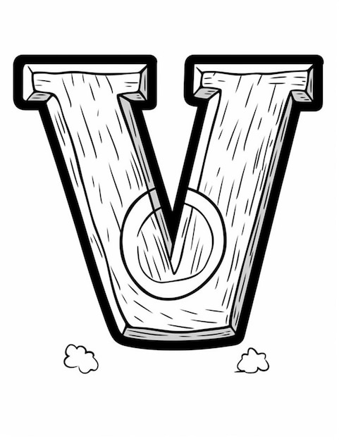 Foto eine zeichnung eines buchstaben v mit einem bleistift darin generativ ai