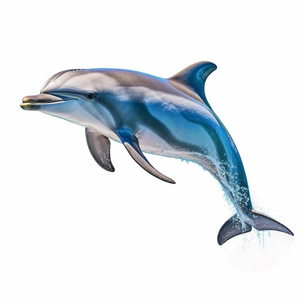 Eine Zeichnung eines Delphins, der blau und weiß ist