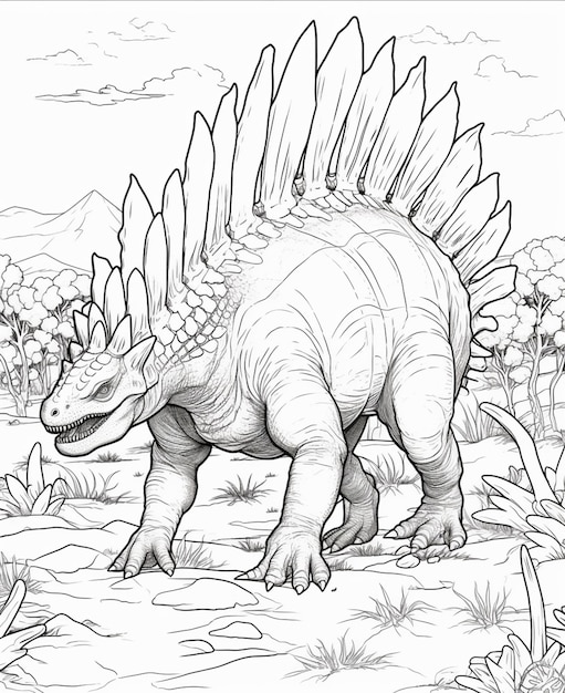 Foto eine zeichnung eines dinosauriers, der in der wüste spazieren geht