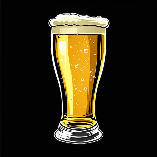 eine Zeichnung eines Glases Bier mit Blasen darauf