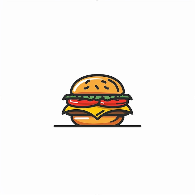 eine Zeichnung eines Hamburger mit einem Bild eines Hamburgers oben