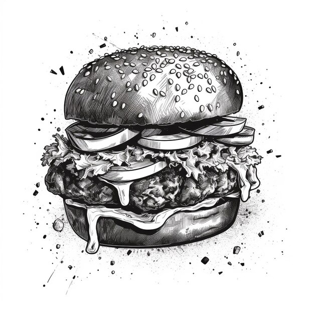 Foto eine zeichnung eines hamburgers mit den wörtern burger darauf