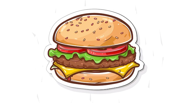 eine Zeichnung eines Hamburgers mit einer Zeichnung des Hamburgers darauf