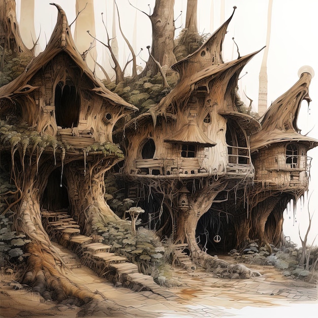 eine Zeichnung eines Hauses, auf dem ein Haus steht