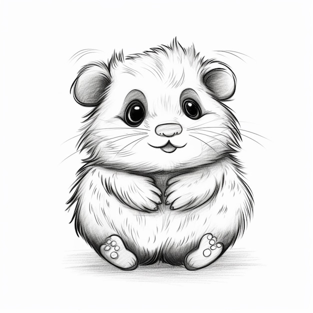 eine Zeichnung eines kleinen Hamsters, der auf den Hinterbeinen sitzt