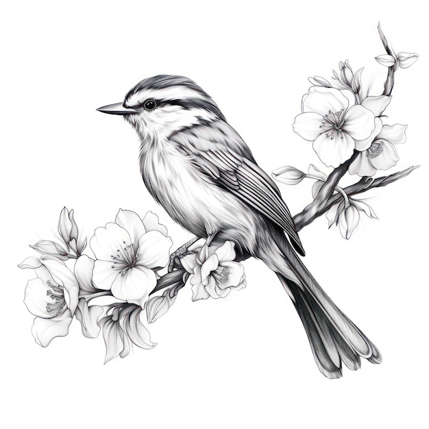 Eine Zeichnung eines kleinen Vogels in einem Baum