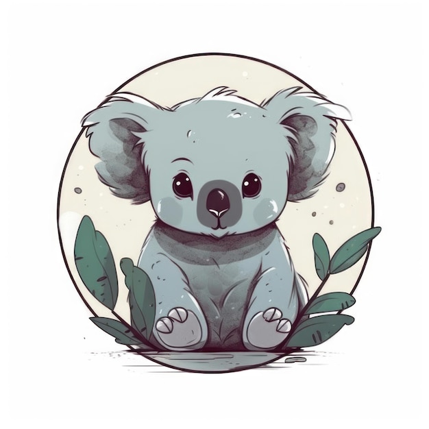 Eine Zeichnung eines Koalabären, der auf einem Kreis sitzt.
