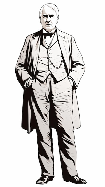 eine Zeichnung eines Mannes in Anzug und Krawatte